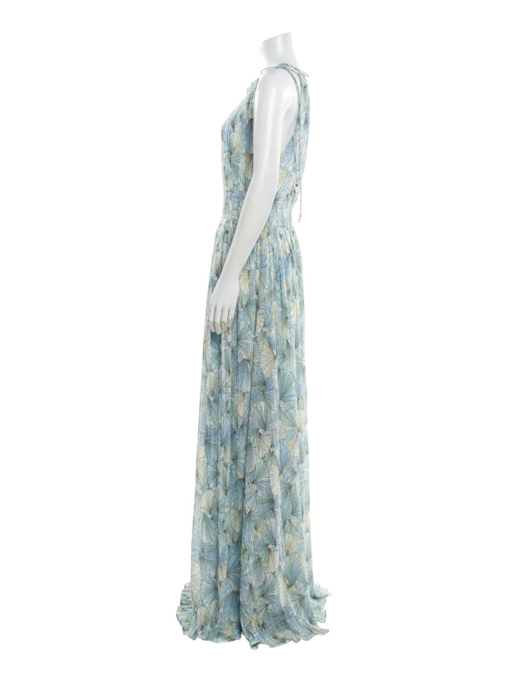VERONICA BEARD $1k Yardley Pleated Maxi Floral Gown Dress New Powder Blue - Picture 6 of 12